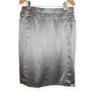 J. Crew Silver 100% Silk Pull-On Elastic Waistband Pencil Skirt - Size 2